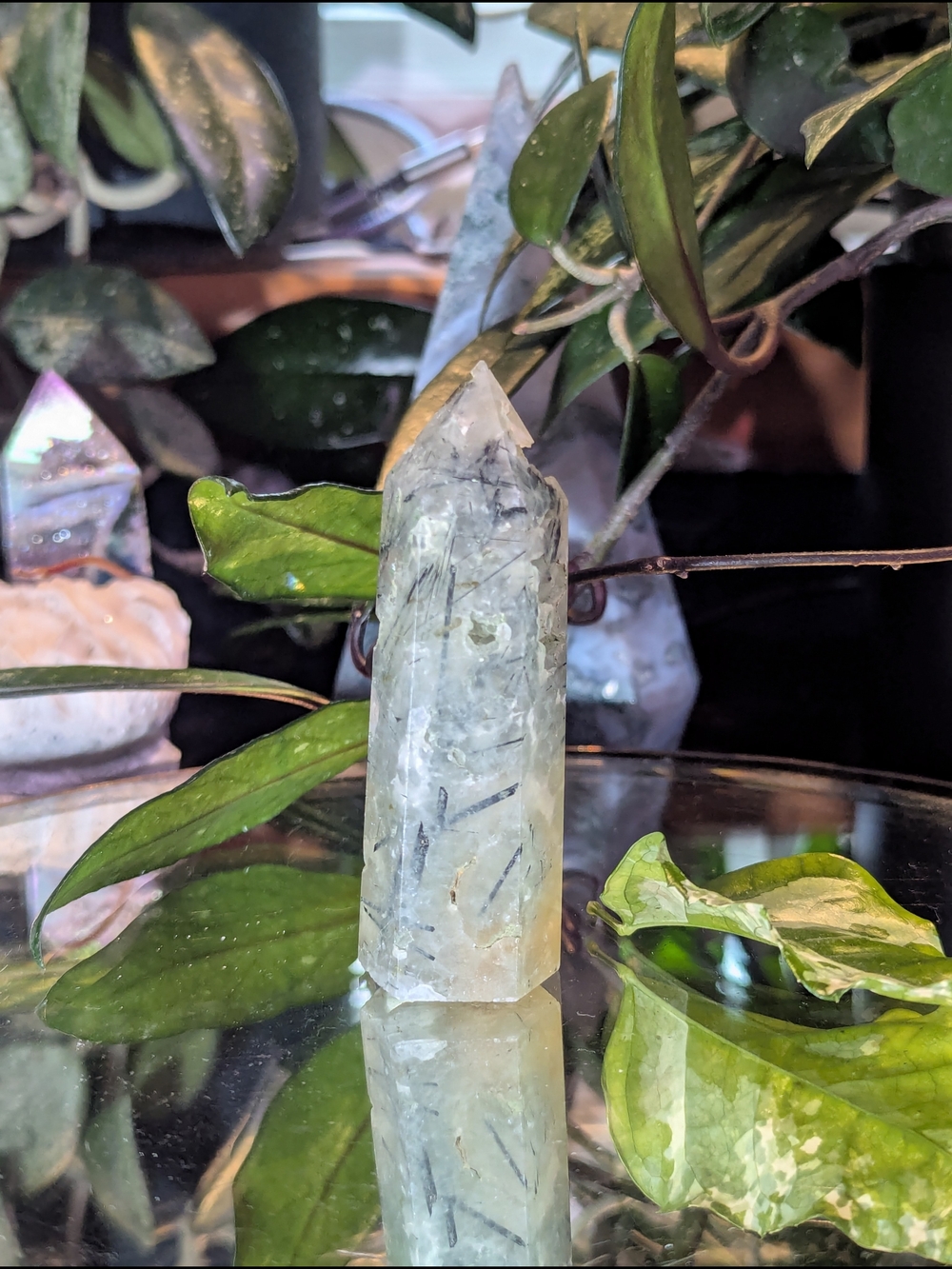 LAST CALL Green Prehnite Tower w/ Epidote Inclusions - Picture 2 of 8